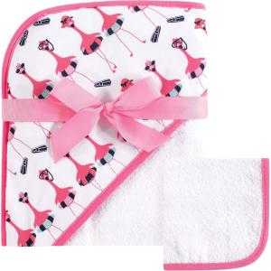 imageHudson Baby Unisex Baby Cotton Hooded Towel and Washcloth Blue Elephant One SizeFancy Flamingo