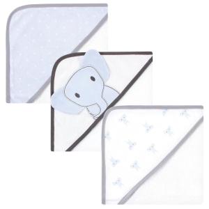 imageHudson Baby Unisex Baby Cotton Rich Hooded Towels Fawn One SizeBlue Elephant