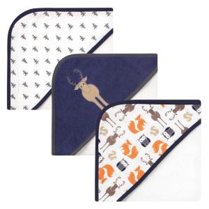 imageHudson Baby Unisex Baby Cotton Rich Hooded Towels Fawn One SizeBlue Moose