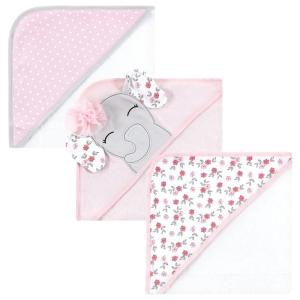 imageHudson Baby Unisex Baby Cotton Rich Hooded Towels Fawn One SizeFloral Pretty Elephant