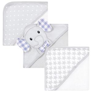 imageHudson Baby Unisex Baby Cotton Rich Hooded Towels Fawn One SizeGingham Elephant
