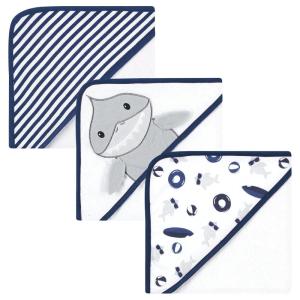 imageHudson Baby Unisex Baby Cotton Rich Hooded Towels Fawn One SizeGray Shark