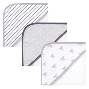 imageHudson Baby Unisex Baby Cotton Rich Hooded Towels Fawn One SizeModern Elephant