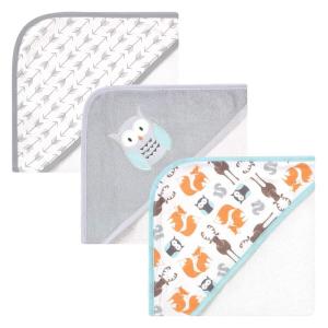 imageHudson Baby Unisex Baby Cotton Rich Hooded Towels Fawn One SizeOwl