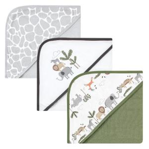 imageHudson Baby Unisex Baby Cotton Rich Hooded Towels Fawn One SizeSafari Life
