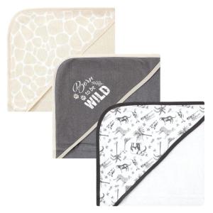 imageHudson Baby Unisex Baby Cotton Rich Hooded Towels Fawn One SizeVintage Safari