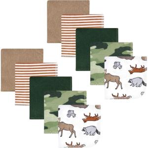 imageHudson Baby Unisex Baby Flannel Washcloths Boy Woodland Pals 12Pk One SizeAnimal Adventure 10 Pack