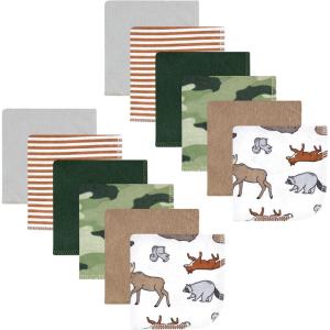 imageHudson Baby Unisex Baby Flannel Washcloths Boy Woodland Pals 12Pk One SizeAnimal Adventure 12 Pack