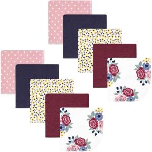 imageHudson Baby Unisex Baby Flannel Washcloths Boy Woodland Pals 12Pk One SizeBlush Navy Floral 10pk