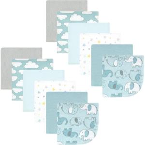 imageHudson Baby Unisex Baby Flannel Washcloths Boy Woodland Pals 12Pk One SizeBoy New Elephant 12pk