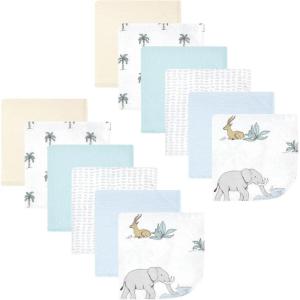 imageHudson Baby Unisex Baby Flannel Washcloths Boy Woodland Pals 12Pk One SizeBoy Safari World 12pack
