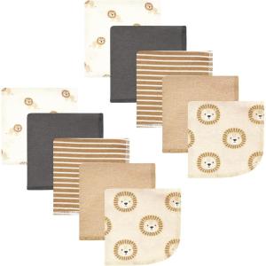 imageHudson Baby Unisex Baby Flannel Washcloths Boy Woodland Pals 12Pk One SizeBrave Lion 10 Pack