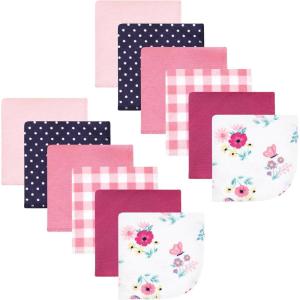 imageHudson Baby Unisex Baby Flannel Washcloths Boy Woodland Pals 12Pk One SizeButterfly Floral 12 Pack