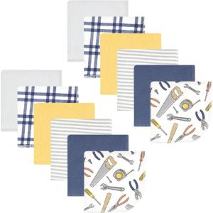 imageHudson Baby Unisex Baby Flannel Washcloths Boy Woodland Pals 12Pk One SizeConstruction Work 12pk