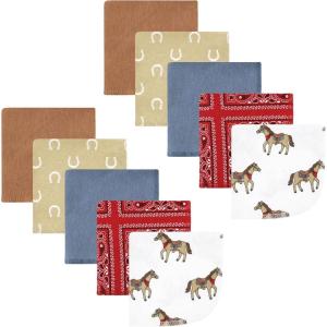 imageHudson Baby Unisex Baby Flannel Washcloths Boy Woodland Pals 12Pk One SizeCowboy 10 Pack