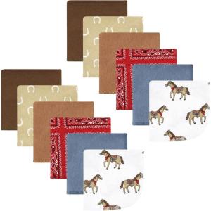 imageHudson Baby Unisex Baby Flannel Washcloths Boy Woodland Pals 12Pk One SizeCowboy 12 Pack