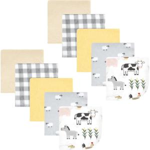 imageHudson Baby Unisex Baby Flannel Washcloths Boy Woodland Pals 12Pk One SizeCute Farm 10 Pack