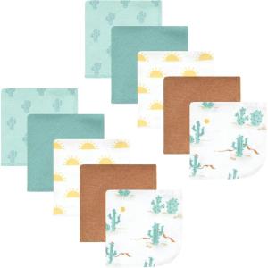 imageHudson Baby Unisex Baby Flannel Washcloths Boy Woodland Pals 12Pk One SizeDesert Cactus 10 Pack