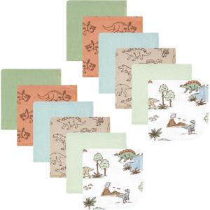 imageHudson Baby Unisex Baby Flannel Washcloths Boy Woodland Pals 12Pk One SizeDinosaur Adventures 12pk