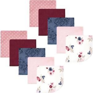 imageHudson Baby Unisex Baby Flannel Washcloths Boy Woodland Pals 12Pk One SizeDusty Rose Floral 10 Pack