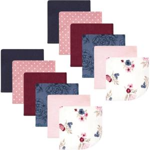 imageHudson Baby Unisex Baby Flannel Washcloths Boy Woodland Pals 12Pk One SizeDusty Rose Floral 12 Pack