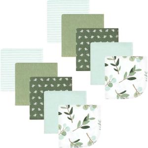imageHudson Baby Unisex Baby Flannel Washcloths Boy Woodland Pals 12Pk One SizeEucalyptus 10pk