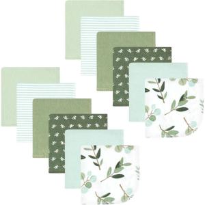 imageHudson Baby Unisex Baby Flannel Washcloths Boy Woodland Pals 12Pk One SizeEucalyptus 12pk