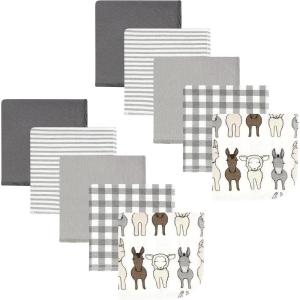 imageHudson Baby Unisex Baby Flannel Washcloths Boy Woodland Pals 12Pk One SizeFarm Friends Cream 10pk