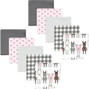 imageHudson Baby Unisex Baby Flannel Washcloths Boy Woodland Pals 12Pk One SizeFarm Friends Pink 10pk