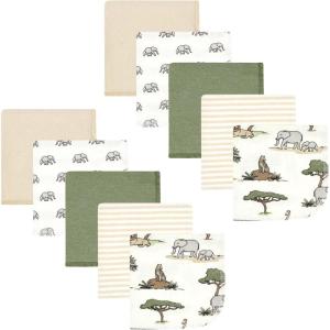 imageHudson Baby Unisex Baby Flannel Washcloths Boy Woodland Pals 12Pk One SizeGoing on Safari 10pk