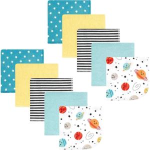 imageHudson Baby Unisex Baby Flannel Washcloths Boy Woodland Pals 12Pk One SizeHappy Planets 10 Pack