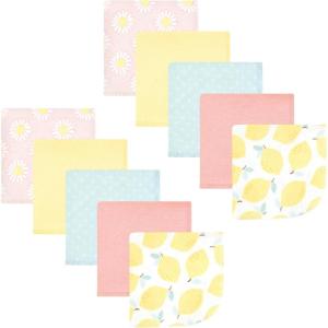 imageHudson Baby Unisex Baby Flannel Washcloths Boy Woodland Pals 12Pk One SizeLemon Daisy 10 Pack
