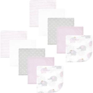 imageHudson Baby Unisex Baby Flannel Washcloths Boy Woodland Pals 12Pk One SizeLilac Elephants 10 Pack