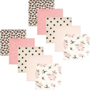 imageHudson Baby Unisex Baby Flannel Washcloths Boy Woodland Pals 12Pk One SizeNeutral Pink Floral 10 Pack