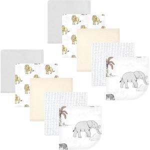 imageHudson Baby Unisex Baby Flannel Washcloths Boy Woodland Pals 12Pk One SizeNeutral Safari World 10pack