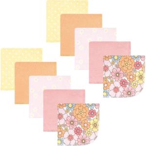 imageHudson Baby Unisex Baby Flannel Washcloths Boy Woodland Pals 12Pk One SizePeace Love Flowers 10 Pack
