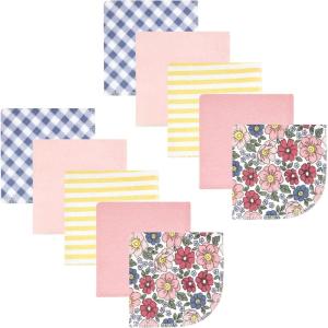 imageHudson Baby Unisex Baby Flannel Washcloths Boy Woodland Pals 12Pk One SizePink Blue Pretty Floral 10 Pack