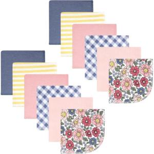 imageHudson Baby Unisex Baby Flannel Washcloths Boy Woodland Pals 12Pk One SizePink Blue Pretty Floral 12 Pack