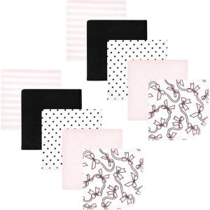imageHudson Baby Unisex Baby Flannel Washcloths Boy Woodland Pals 12Pk One SizePink Bows 10 Pack