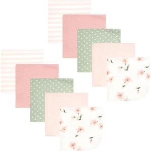 imageHudson Baby Unisex Baby Flannel Washcloths Boy Woodland Pals 12Pk One SizePink Dainty Floral 10 Pack