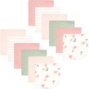 imageHudson Baby Unisex Baby Flannel Washcloths Boy Woodland Pals 12Pk One SizePink Dainty Floral 12 Pack