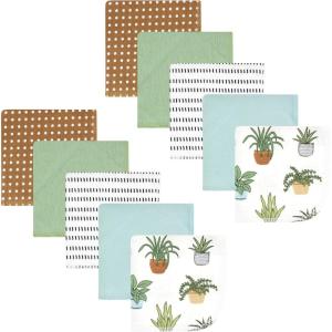 imageHudson Baby Unisex Baby Flannel Washcloths Boy Woodland Pals 12Pk One SizePlants 10 Pack
