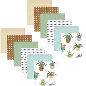 imageHudson Baby Unisex Baby Flannel Washcloths Boy Woodland Pals 12Pk One SizePlants 12 Pack