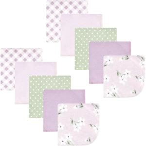 imageHudson Baby Unisex Baby Flannel Washcloths Boy Woodland Pals 12Pk One SizePurple Dainty Floral 10 Pack