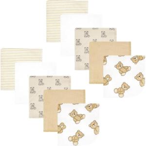 imageHudson Baby Unisex Baby Flannel Washcloths Boy Woodland Pals 12Pk One SizeTeddy Bears 10 Pack