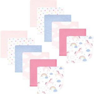 imageHudson Baby Unisex Baby Flannel Washcloths Boy Woodland Pals 12Pk One SizeUnicorns Rainbows 12 Pack