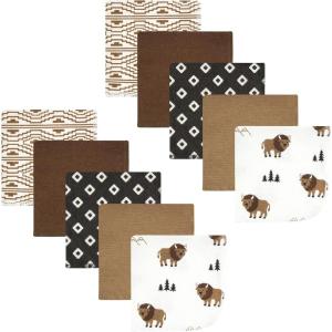 imageHudson Baby Unisex Baby Flannel Washcloths Boy Woodland Pals 12Pk One SizeWild Buffalo 10 Pack