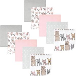 imageHudson Baby Unisex Baby Flannel Washcloths Boy Woodland Pals 12Pk One SizeWild Forest Pink 10pack