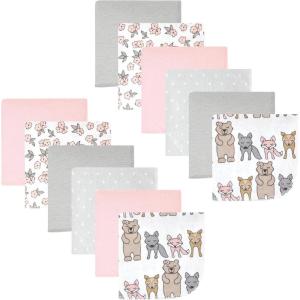 imageHudson Baby Unisex Baby Flannel Washcloths Boy Woodland Pals 12Pk One SizeWild Forest Pink 12pack