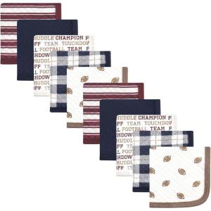 imageHudson Baby Unisex Baby Quilted Cotton Washcloths Forest Animals One SizeFootball